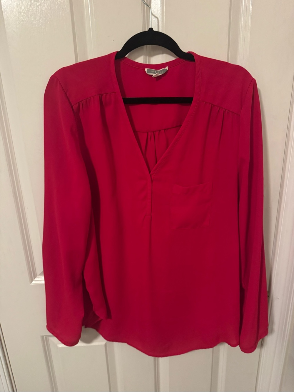 Pleione V-Neck Long Sleeve Blouse - Bright Red